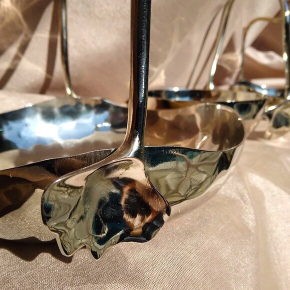 3 Fabulous Mary Jurek Stainless Steel Ginkgo Baskets with Leaf Handles - Picture 9 of 10